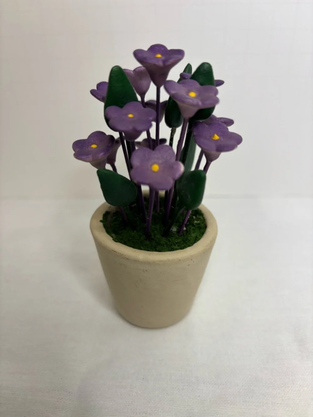 Miniature Purple Calla Lily Flowers in Pot. Signed CIO Tals